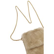 Petite pochette pour téléphone en fausse fourrure à bandoulière chaîne