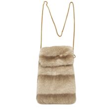 Petite pochette pour téléphone en fausse fourrure à bandoulière chaîne