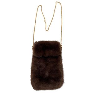 Petite pochette pour téléphone en fausse fourrure à bandoulière chaîne