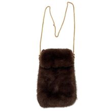 Petite pochette pour téléphone en fausse fourrure à bandoulière chaîne