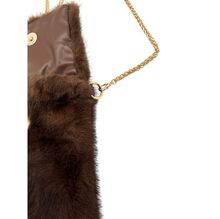 Petite pochette pour téléphone en fausse fourrure à bandoulière chaîne