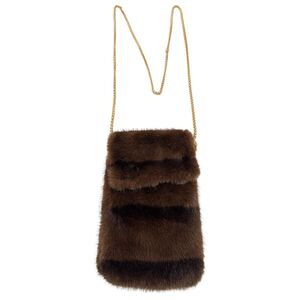 Petite pochette pour téléphone en fausse fourrure à bandoulière chaîne