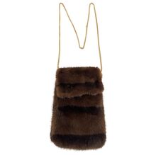 Petite pochette pour téléphone en fausse fourrure à bandoulière chaîne