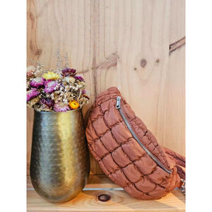 Sac banane matelassé pour femme en polyester à fermeture éclair