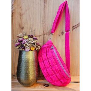 Sac banane matelassé pour femme en polyester à fermeture éclair