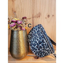 Sac banane en polyester à motif léopard recouvert de sequins