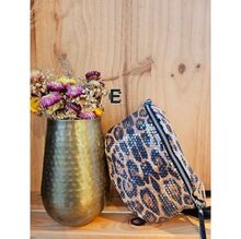 Sac banane en polyester à motif léopard recouvert de sequins