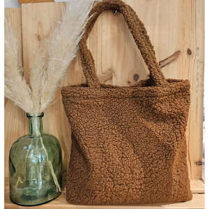 Sac tote bag en polyester doux style moumouté avec deux anses