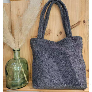 Sac tote bag en polyester doux style moumouté avec deux anses