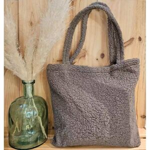 Sac tote bag en polyester doux style moumouté avec deux anses