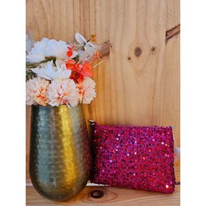 Sac pochette à bandoulière en polyester scintillant de sequins