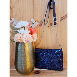 Sac pochette à bandoulière en polyester scintillant de sequins