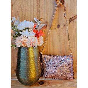 Sac pochette à bandoulière en polyester scintillant de sequins