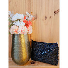 Sac pochette à bandoulière en polyester scintillant de sequins