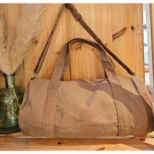 Sac bowling uni en velours côtelé à 2 poignées courtes et bandoulière