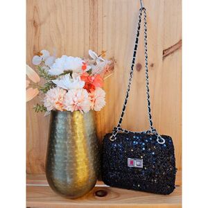 Sac bandoulière à sequins avec chaîne et fermoir tourniquet