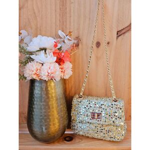 Sac bandoulière à sequins avec chaîne et fermoir tourniquet