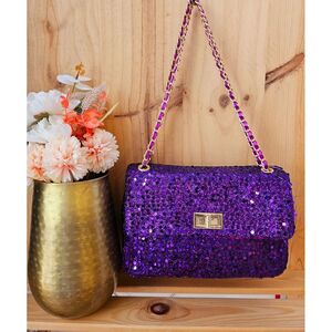 Sac bandoulière à sequins brillants avec chaîne et fermoir doré