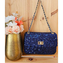 Sac bandoulière à sequins brillants avec chaîne et fermoir doré