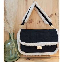 Sac aspect daim bordé de fausse fourrure avec rabat à fermoir pivotant