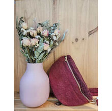 Sac banane en tissu velours côtelé orné d'une moumoute