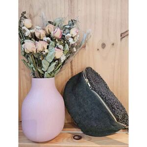 Sac banane en tissu velours côtelé orné d'une moumoute