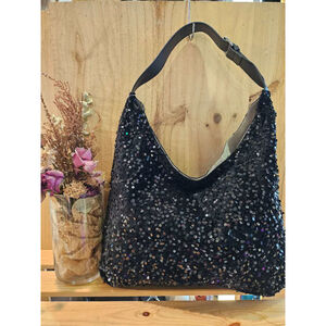 Sac à épaule en polyester avec des séquins aspect brillant