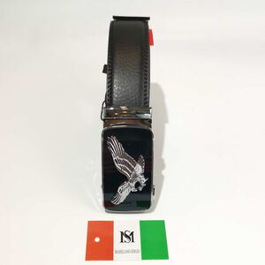 Ceinture automatique en cuir de vachette à boucle aigle argenté