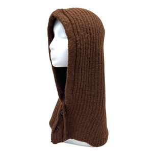 Bonnet cagoule tricotées avec un cordon de serrage et deux boutons sur le devant