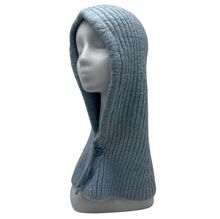 Bonnet cagoule tricotées avec un cordon de serrage et deux boutons sur le devant