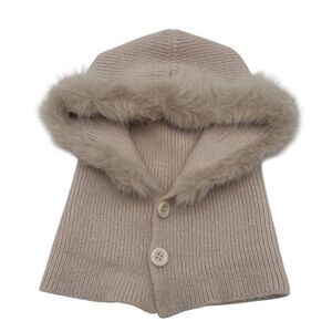 Bonnet cagoule ornée d'une fausse fourrure douce avec deux  gros boutons ronds