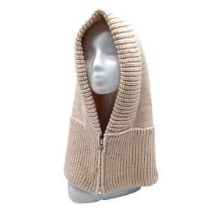 Bonnet cagoule en maille côtelée épaisse avec une fermeture éclair métallique