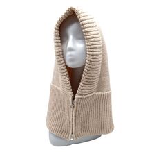 Bonnet cagoule en maille côtelée épaisse avec une fermeture éclair métallique