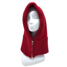 Bonnet cagoule en maille côtelée épaisse avec une fermeture éclair métallique