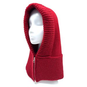 Bonnet cagoule en maille côtelée épaisse avec une fermeture éclair métallique