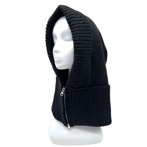 Bonnet cagoule en maille côtelée épaisse avec une fermeture éclair métallique