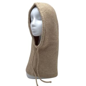 Bonnet cagoule à capuche en maille côtelée  avec  un cordon de serrage