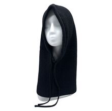 Bonnet cagoule à capuche en maille côtelée  avec  un cordon de serrage