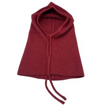 Bonnet cagoule à capuche en maille côtelée  avec  un cordon de serrage