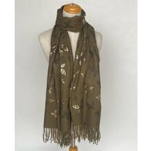 Écharpe élégante à motifs papillon dorés, douceur et raffinement