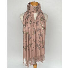 Écharpe élégante à motifs papillon dorés, douceur et raffinement