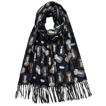 Écharpe chaude à imprimé chat ornée de franges fines - 3 pièces