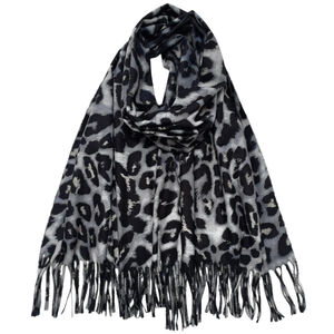 Foulard doux et chaud avec imprimé léopard à franges - 3 pièces