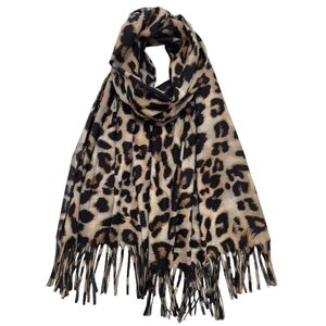 Foulard doux et chaud avec imprimé léopard à franges - 12 pièces