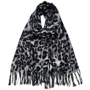 Foulard doux et chaud avec imprimé léopard à franges - 12 pièces