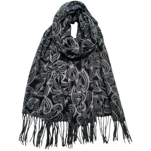 Foulard imprimé motif cœur au design abstrait avec franges - 3 pièces