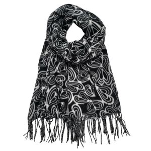 Foulard imprimé motif cœur au design abstrait avec franges - 3 pièces