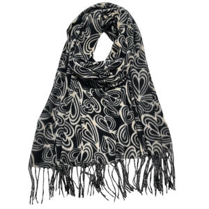 Foulard imprimé motif cœur au design abstrait avec franges - 12 pièces