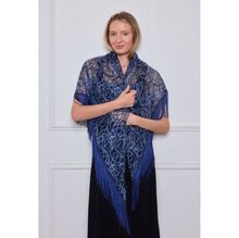 Grand foulard triangle bicolore motif en dentelle à longues franges - 12 pièces