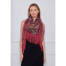 Grand foulard triangle bicolore motif en dentelle à longues franges - 12 pièces